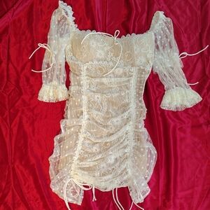 Fashion Nova Cream Lace Dress